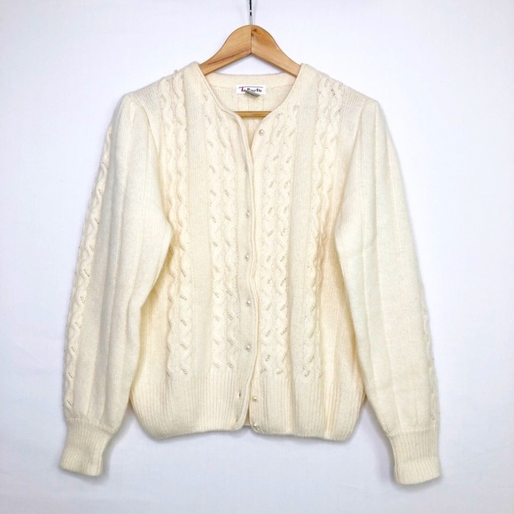 Talbots cream lambs wool cardigan - Picture 1 of 12